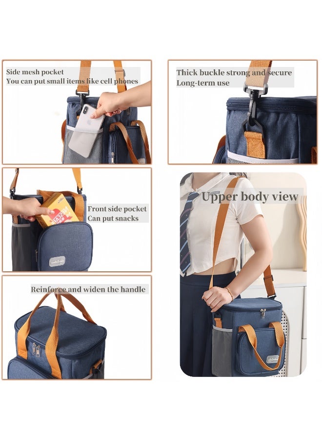 لولكس حقائب غداء Lullaxx قابلة لإعادة الاستخدام معزولة وحقيبة تبريد كبيرة للبالغين والرجال والنساء وحقائب تبريد مزدوجة للمكتب/النزهات/الصيد/المدرسة - Image 3