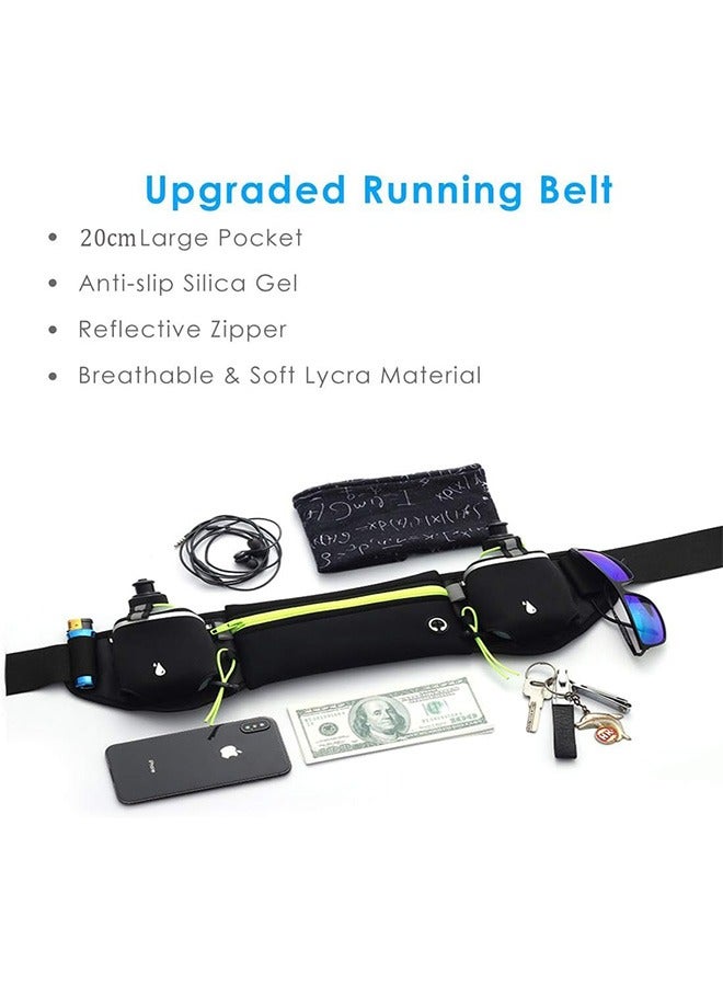 حزام جري مطور مع زجاجة مياه، حزمة فاني للجري مع أشرطة قابلة للتعديل، حامل هاتف بجيب كبير على الخصر للجري يناسب الهواتف الذكية، حقيبة للجري - Image 2