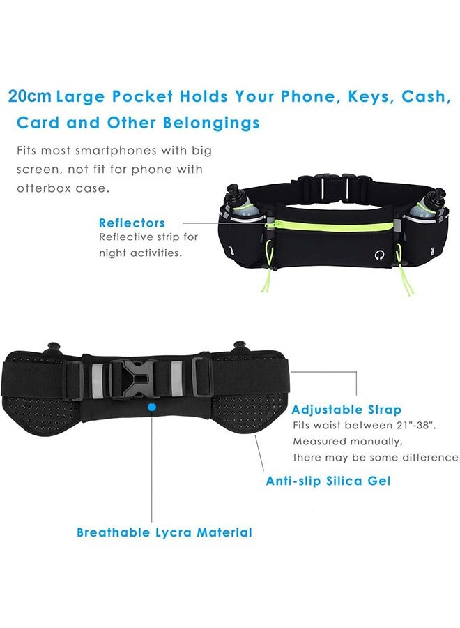حزام جري مطور مع زجاجة مياه، حزمة فاني للجري مع أشرطة قابلة للتعديل، حامل هاتف بجيب كبير على الخصر للجري يناسب الهواتف الذكية، حقيبة للجري - Image 3