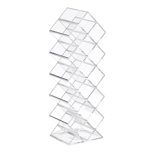 WECHENG Lipstick Organizer - Acrylic Lipstick Holder Clear Cosmetic Fish Shape Lip Gloss Tower Makeup Storage for Bathroom Vanity Countertop (16 Spaces) - Image 2