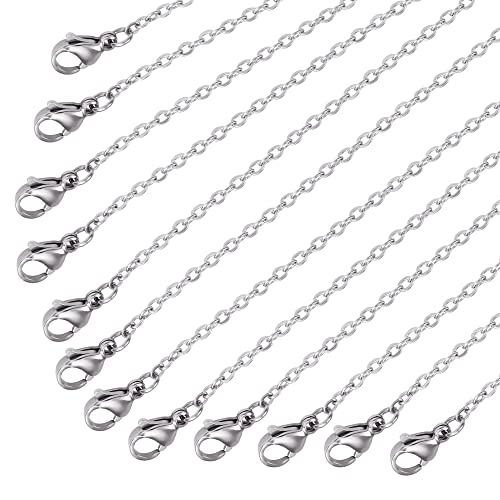 ALEXCRAFT Wholesale 12 PCS Stainless Steel Flat Cable Chain Link Necklace Chains Bulk for Jewelry Making (20 Inch(2MM)) - Image 1