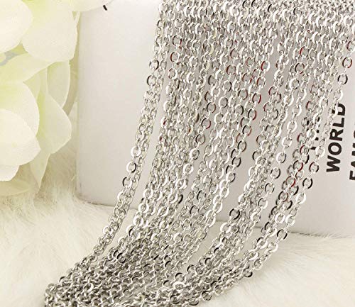 ALEXCRAFT Wholesale 12 PCS Stainless Steel Flat Cable Chain Link Necklace Chains Bulk for Jewelry Making (20 Inch(2MM)) - Image 2