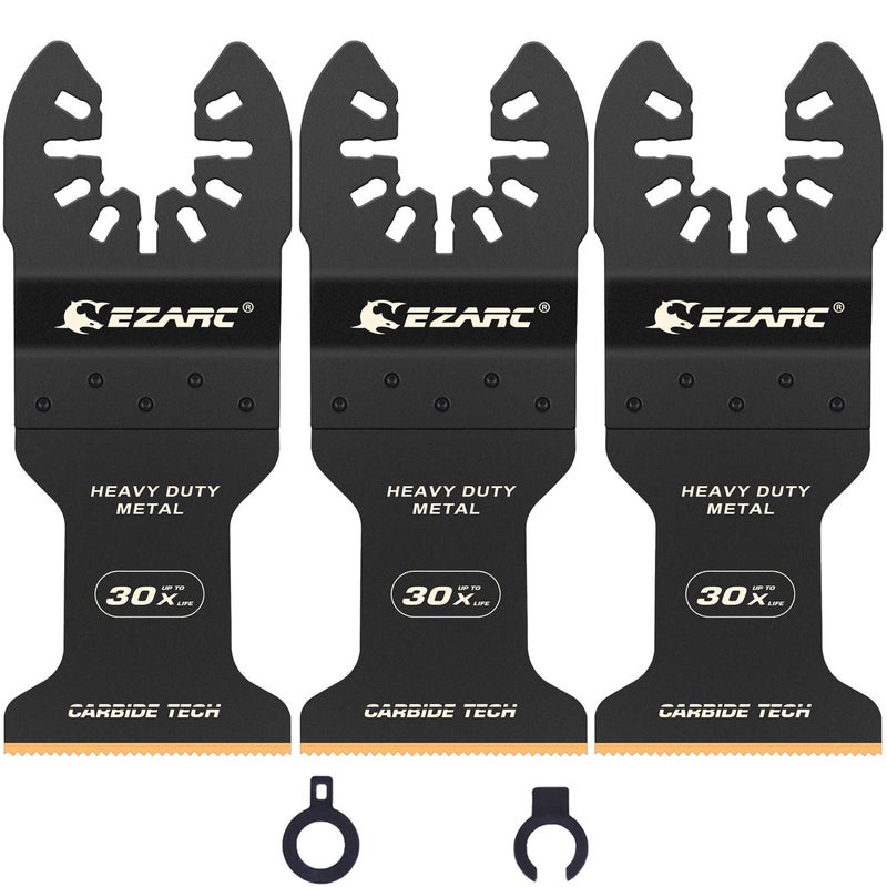 EZARC Carbide Oscillating Saw Blades, Multitool Blades Quick Release for Hard Material, Hardened Metal, Nails, Bolts and Screws, 3-Pack - Image 1