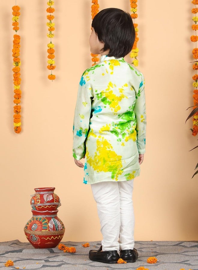 POLKA TOTS Boys Cotton Kurta Pajama Set | Printed Full Sleeve Kids Ethnic Outfit for Festivals, Weddings (Light Splash Print, 5-6 Y) - Image 2