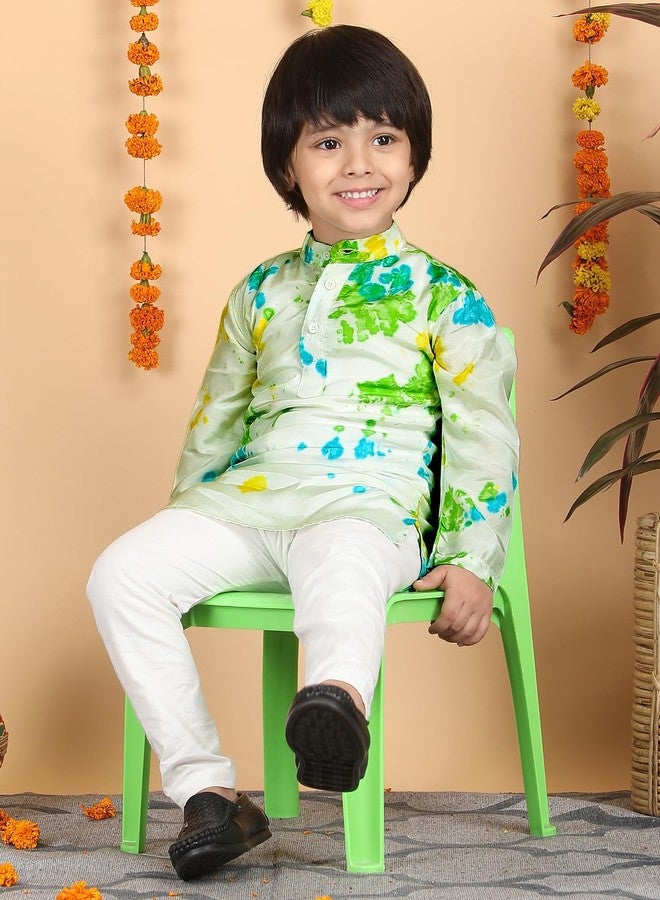 POLKA TOTS Boys Cotton Kurta Pajama Set | Printed Full Sleeve Kids Ethnic Outfit for Festivals, Weddings (Light Splash Print, 5-6 Y) - Image 5