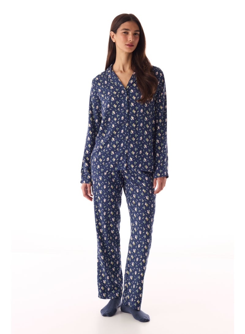 Pretty Flowers Shirt and Pants Pajama Set