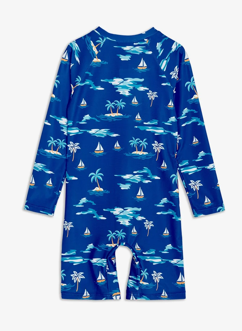 Pinata  Palm Print Long Sleeve All-In-One Swimsuit for Men | Best Price UAE