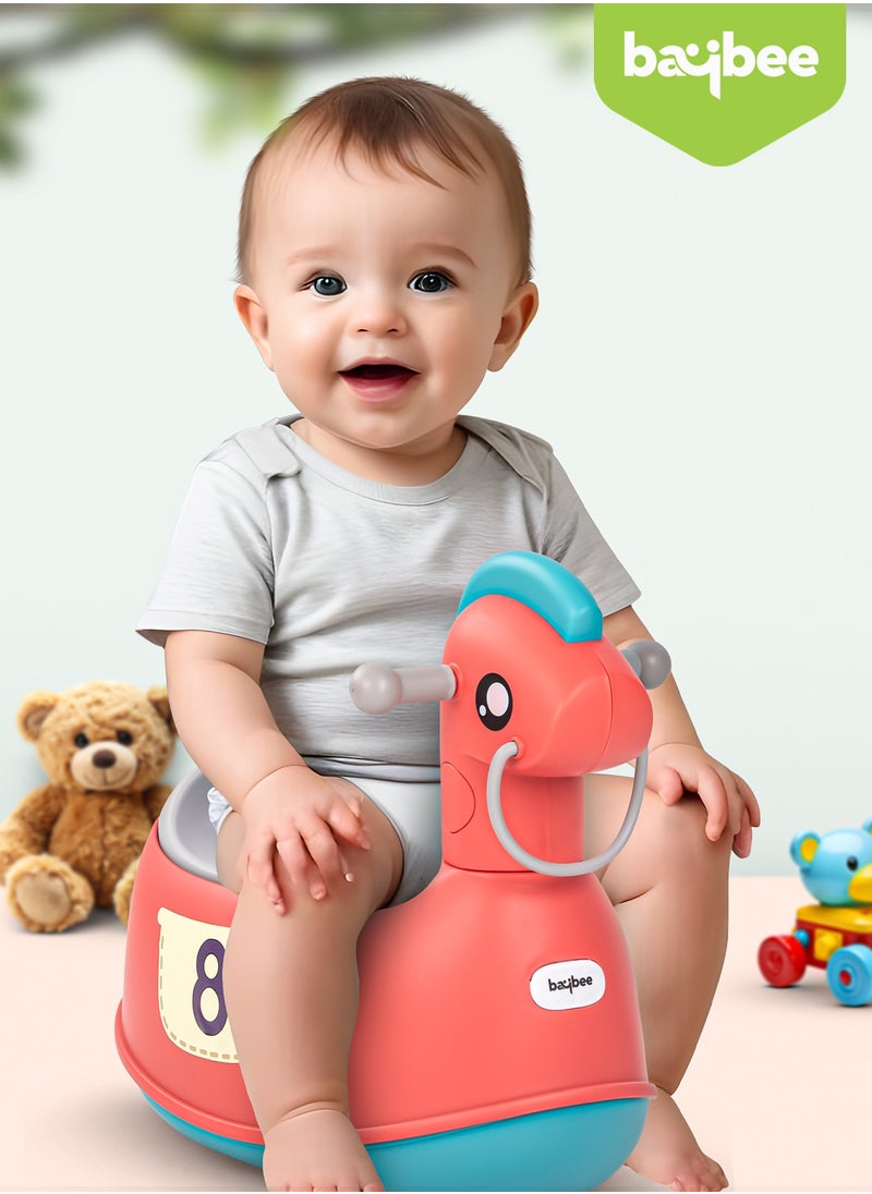 BAYBEE Ponyta Baby Potty Seat for Kids, Baby Potty Training Seat Chair with Cushion Seat, Closing Lid, Handle and Removable Bowl Toilet Seat for kids Baby Potty Seat for Baby Toddlers 0 to 5 Years Red  - Image 2