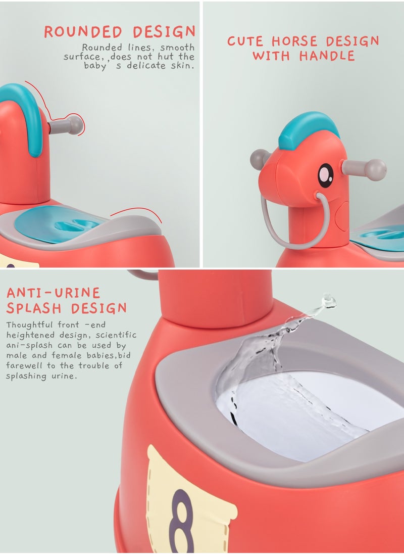 BAYBEE Ponyta Baby Potty Seat for Kids, Baby Potty Training Seat Chair with Cushion Seat, Closing Lid, Handle and Removable Bowl Toilet Seat for kids Baby Potty Seat for Baby Toddlers 0 to 5 Years Red  - Image 5