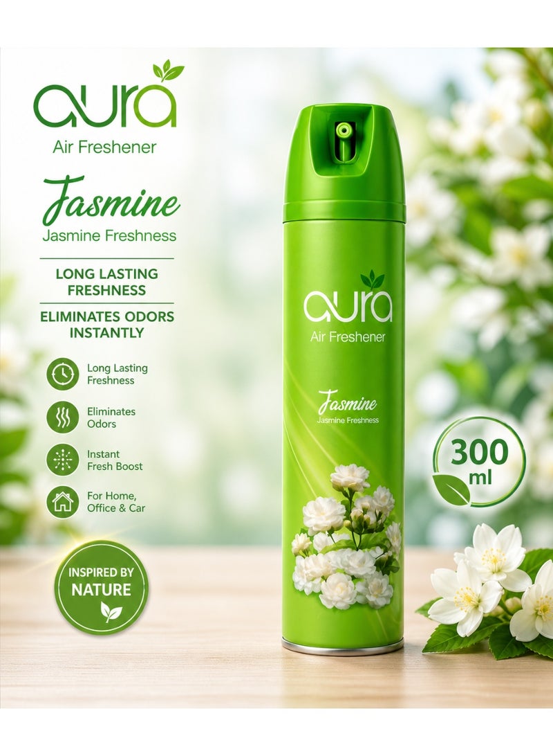 AURA 2 Pack Of Jasmine Air Freshener Spray – Long Lasting Fragrance, Eliminates Odors Instantly, Ideal for Home, Office & Car (300ml) - Image 3