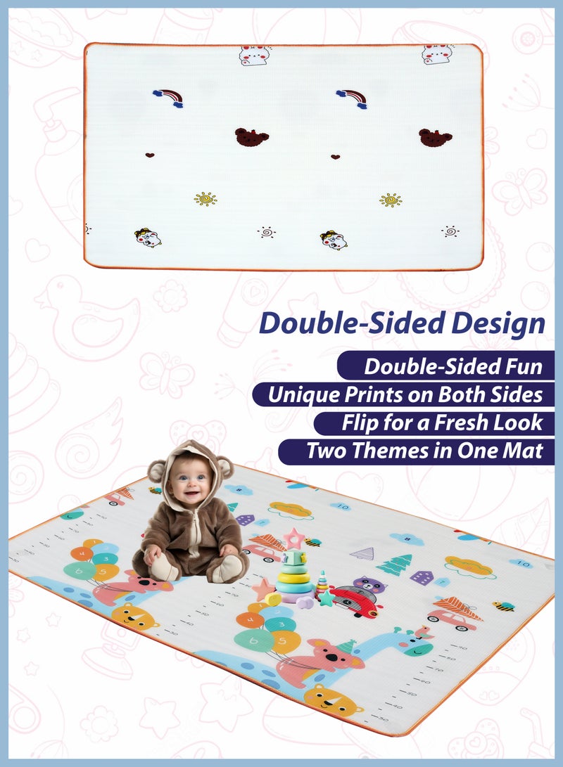 توشيونيكس سجادة زحف للأطفال الصغار، سجادة لعب مزدوجة الجوانب بتصميم عشوائي، سجادة سميكة 1.8 متر × 1.5 متر، سهلة التنظيف، مقاومة للماء، متعددة الأغراض، مناسبة للزحف اليومي والراحة والنزهات والتخييم وصيد الأسماك وأي أنشطة داخلية وخارجية - Image 4