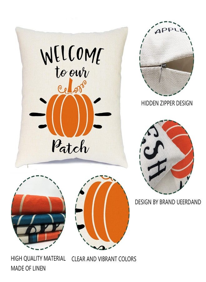 Ueerdand Fall Pillow Covers 18x18 Inches Fall Decorations Thanksgiving Autumn Theme Outdoor Pumpkin Patch Farmhouse Decorative Throw Pillowcase Linen Cushion Case for Home Decor Set of 4 - Image 3