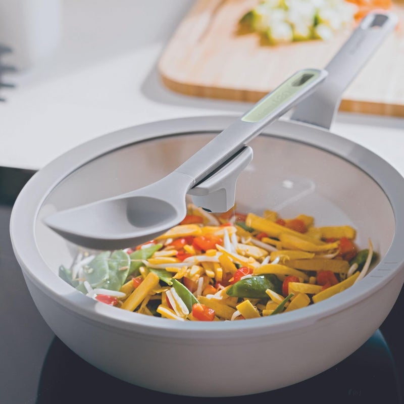 Berghoff Balance Non-stick Ceramic Wok Pan 11" with Glass Lid, 4.4qt, Recycled Aluminum, Moonmist - Image 2