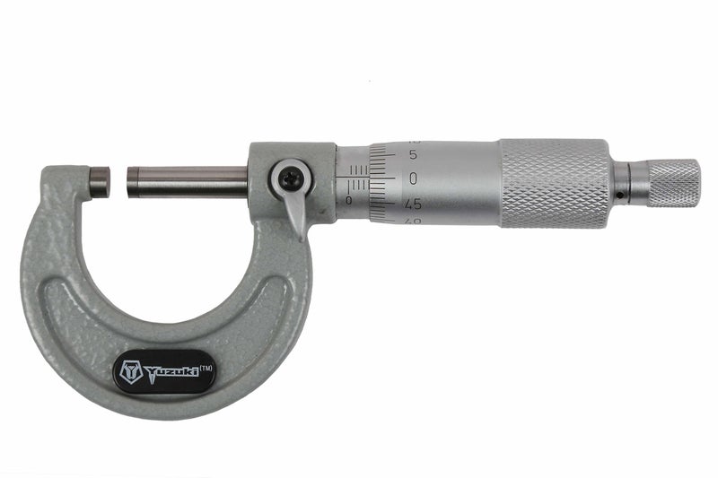 YUZUKI Outside Micrometer 0-25mm – Precision Measurement Tool, Silver Finish, High-Accuracy Caliper for External Dimensions - Image 1