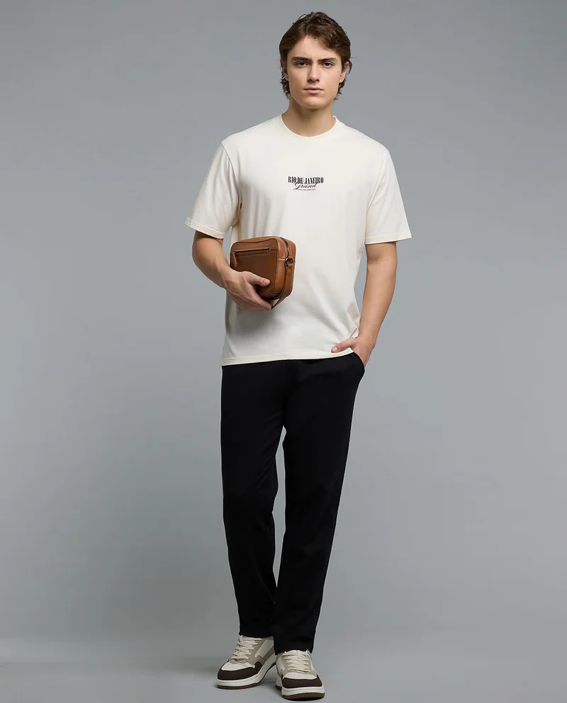 أر أند بي Typography Print Active T-Shirt with Crew Neck and Short Sleeves