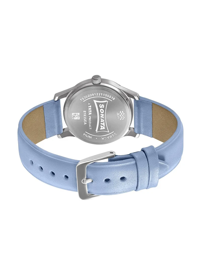 سوناتا Women's Analog Round Shape Leather Wrist Watch 8183SL01 - 41 Mm