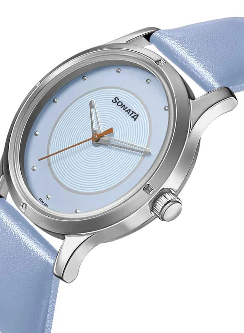 سوناتا Women's Analog Round Shape Leather Wrist Watch 8183SL01 - 41 Mm