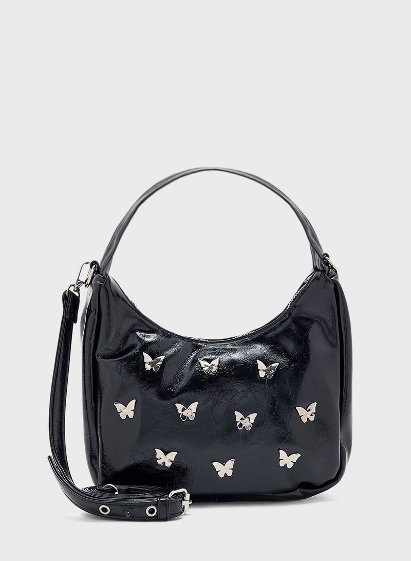 Ginger Butterfly Trim Shoulder Bag - Image 1