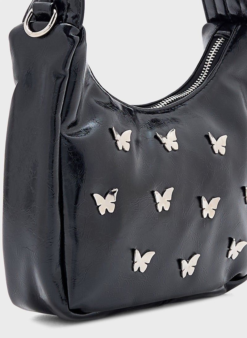 Ginger Butterfly Trim Shoulder Bag - Image 4