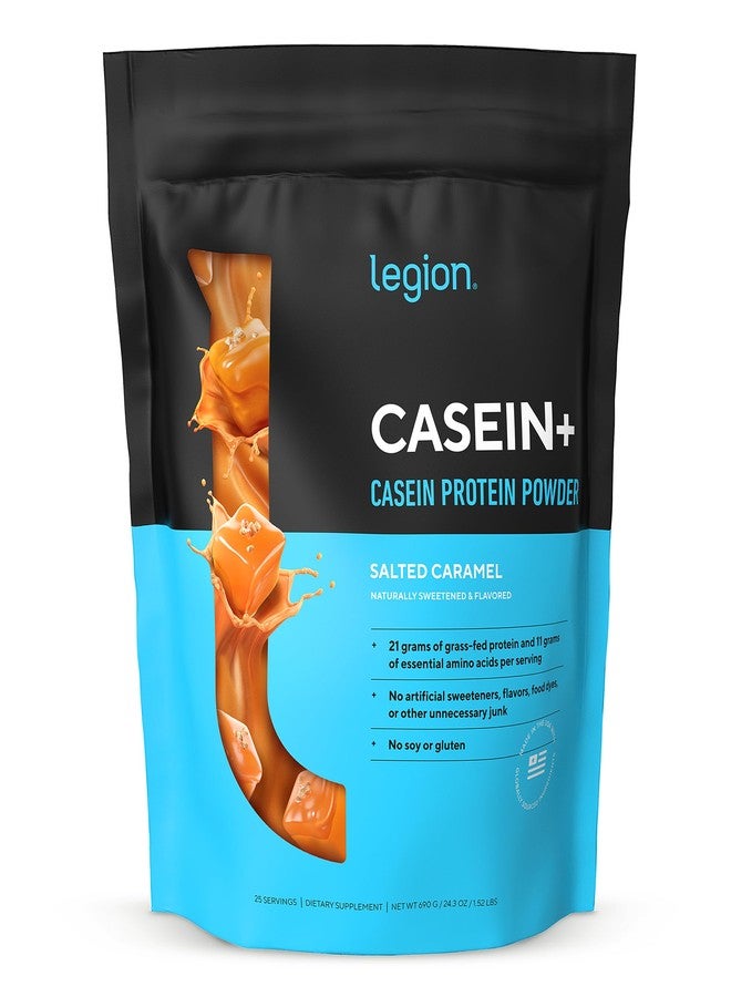 LEGION Casein+ Casein Protein Powder (Salted Caramel) - Slow-Release Micellar Casein Protein Powder - Non-GMO, Gluten-Free & Naturally Sweetened CaseinPowder from Grass-Fed Cows - Image 1