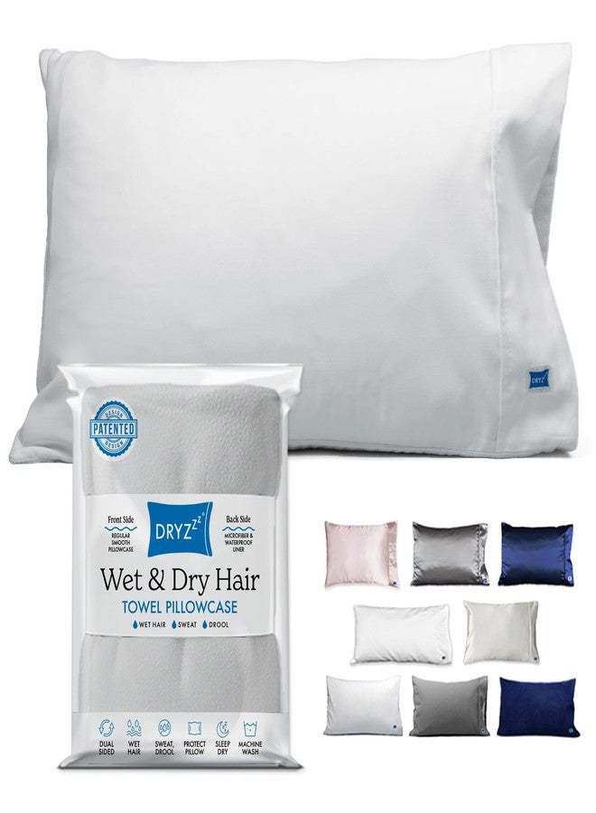 DryZzz غطاء وسادة مقاوم للماء من دراي زز، غطاء وسادة تبريد، 29 × 19 بوصة، قطعة واحدة، أبيض، مقاس قياسي، غطاء وسادة ماص، وجهان للشعر الرطب والجاف، غطاء وسادة مقاوم للعرق، غطاء وسادة لتجفيف الشعر - Image 1