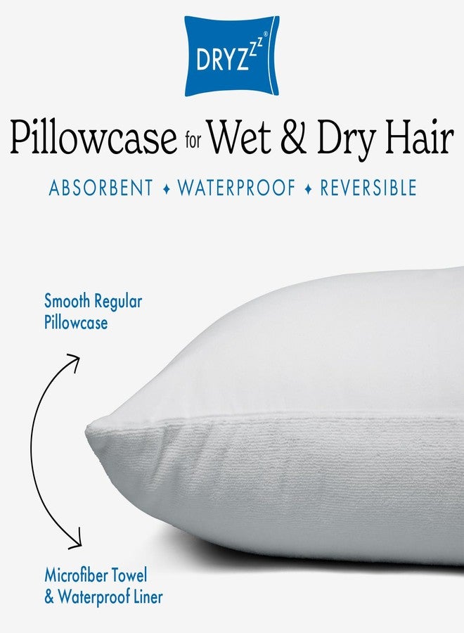 DryZzz غطاء وسادة مقاوم للماء من دراي زز، غطاء وسادة تبريد، 29 × 19 بوصة، قطعة واحدة، أبيض، مقاس قياسي، غطاء وسادة ماص، وجهان للشعر الرطب والجاف، غطاء وسادة مقاوم للعرق، غطاء وسادة لتجفيف الشعر - Image 2