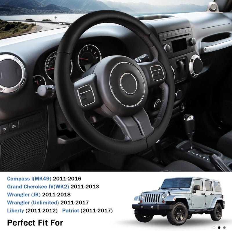 Aotoyou Steering Wheel Covers for Jeep Wrangler JK 2011-2018/ Unlimited 2011-2017, Grand Cherokee IV (WK2 2011-2013), Compass I (MK49 2011-2016), Patriot (2011-2017), Liberty (2011-2012) Accessories - Image 3