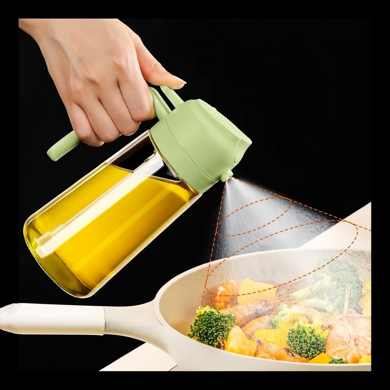 PEIPU Oil Sprayer for Cooking, 2 in 1 Olive Oil Dispenser Bottle for Kitchen, 16oz/470ml Premium Glass Oil Bottle, Food-grade Oil Mister for Air Fryer, Salad, Frying, BBQ (Green) - Image 2
