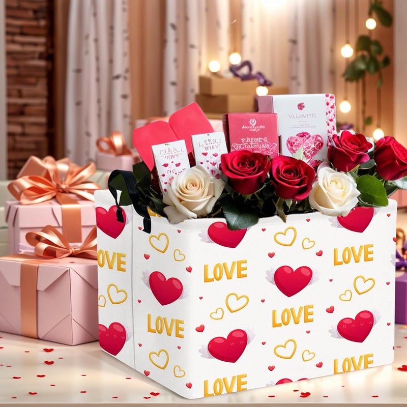 SETAMA Valentine's Day Basket Gift for Empty Cute Heart Large Storage Bin for Kid and Baby Room Décor (Love Wings Red Heart) - Image 4