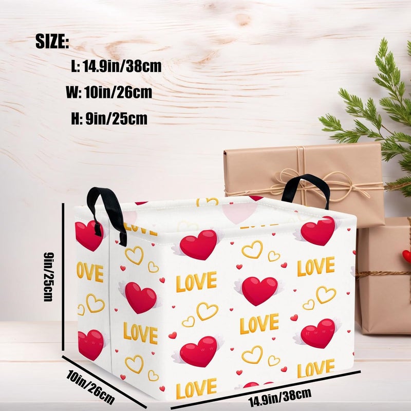 SETAMA Valentine's Day Basket Gift for Empty Cute Heart Large Storage Bin for Kid and Baby Room Décor (Love Wings Red Heart) - Image 3