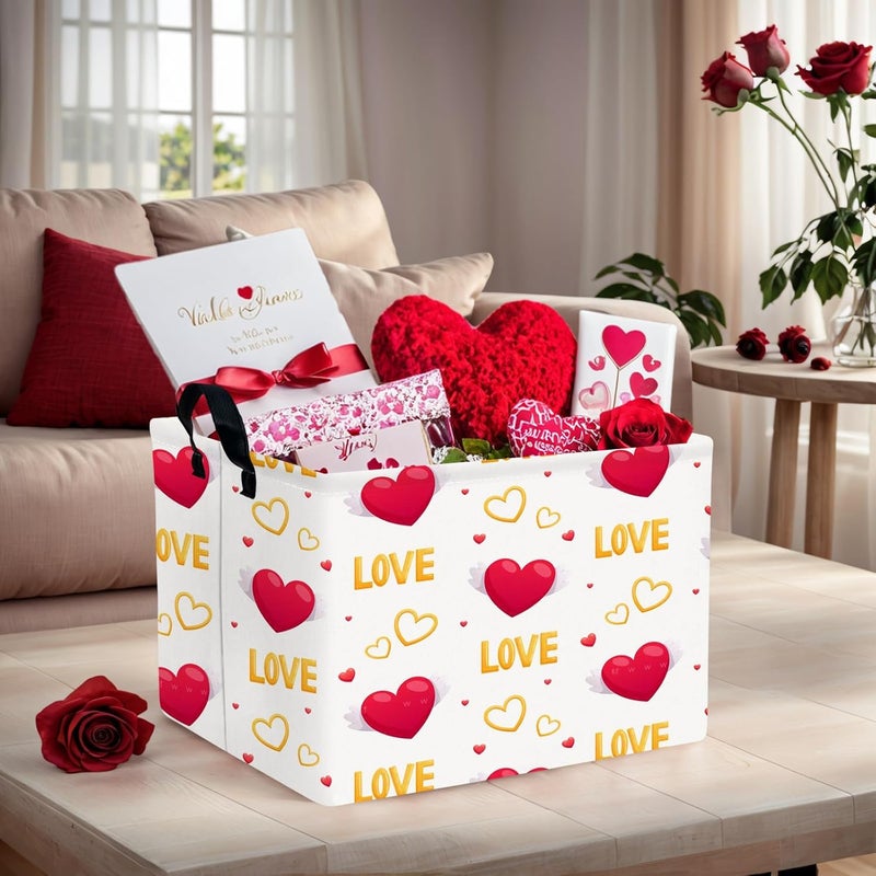 SETAMA Valentine's Day Basket Gift for Empty Cute Heart Large Storage Bin for Kid and Baby Room Décor (Love Wings Red Heart) - Image 2