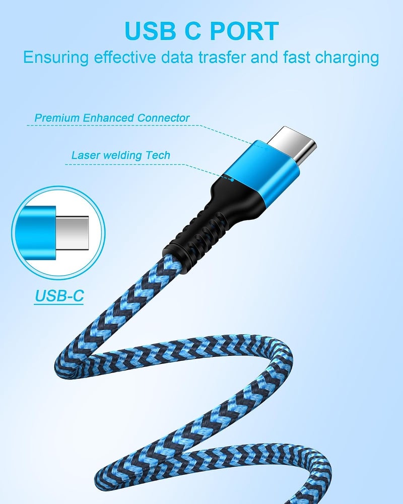 كابل USB C لـ iPhone Air iPhone 17e 17 Pro Max 17pro 17 16e 16 16pro 15 Pro/Plus، عبوة 2 كابل شحن سريع USB إلى Usbc منسوج، سلك شاحن نوع C Android للسيارة Carplay Apple Power Car Play Wire - Image 5