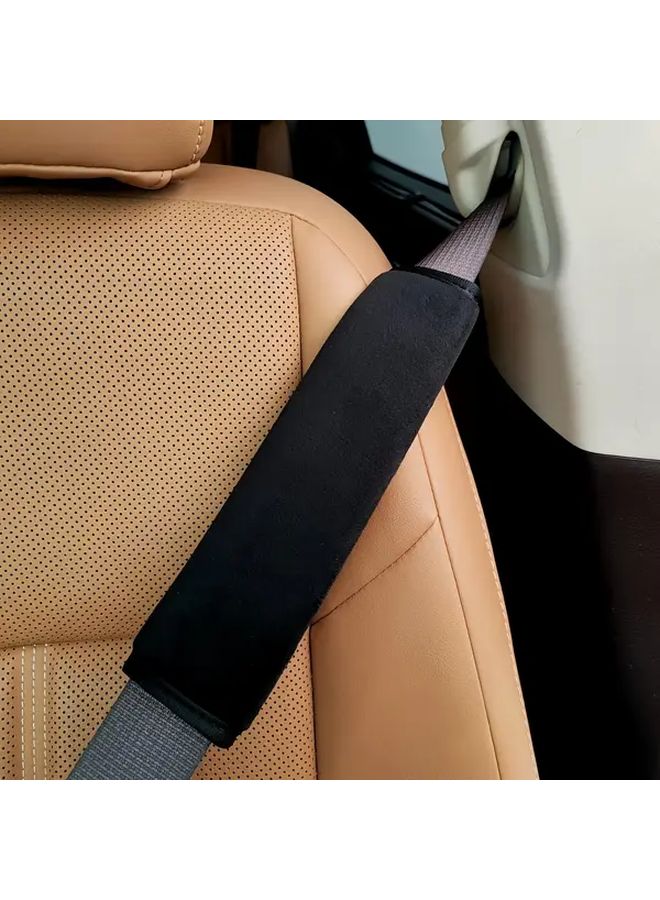 Black Universal Car Seat Belt Shoulder Protector Pad Soft Plush Cover 1 Piece - Image 1