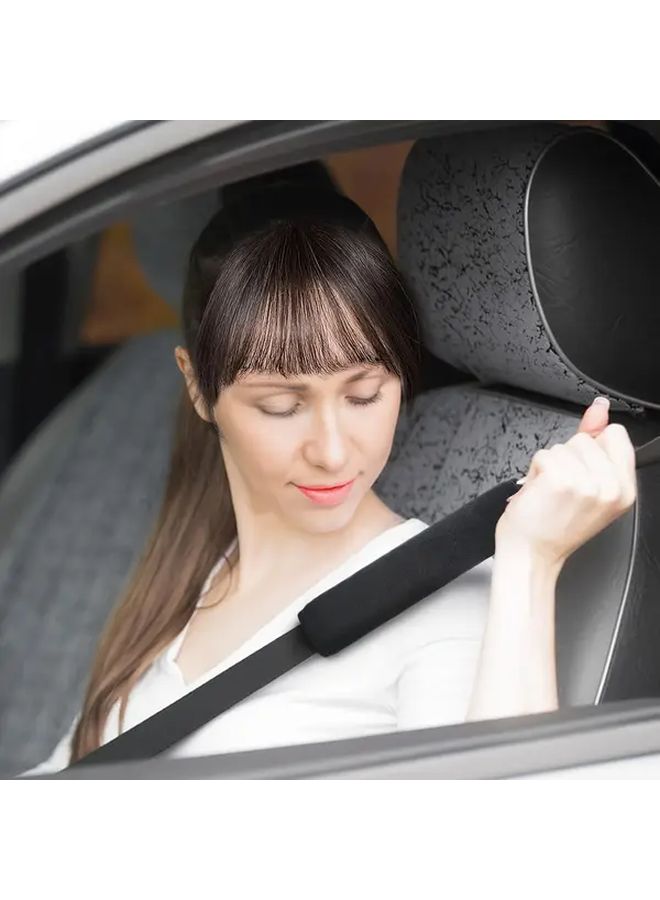 Black Universal Car Seat Belt Shoulder Protector Pad Soft Plush Cover 1 Piece - Image 5