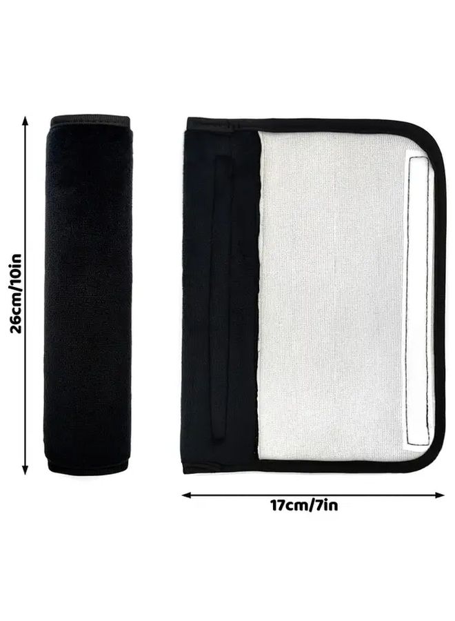Black Universal Car Seat Belt Shoulder Protector Pad Soft Plush Cover 1 Piece - Image 2