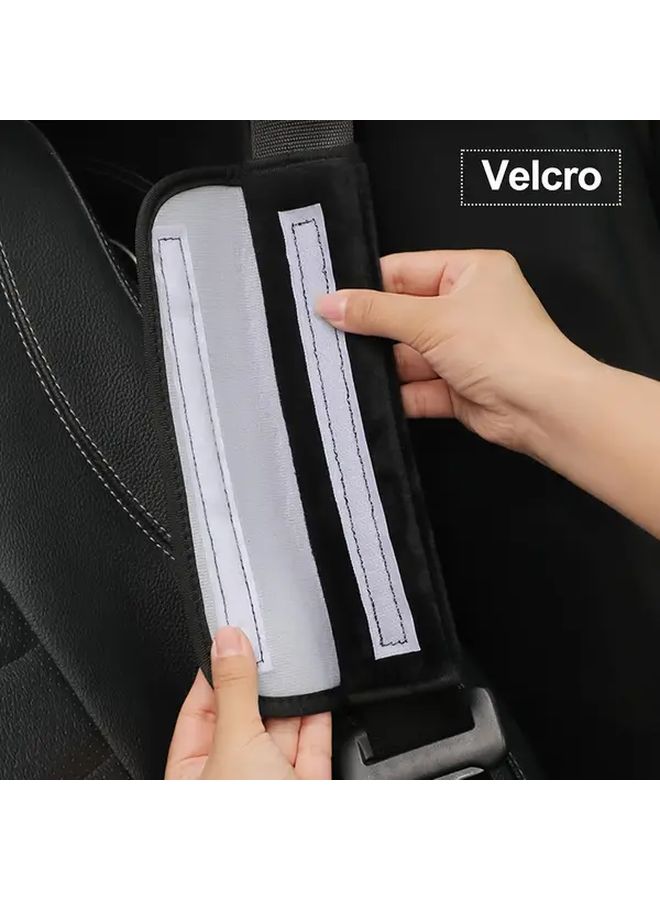 Black Universal Car Seat Belt Shoulder Protector Pad Soft Plush Cover 1 Piece - Image 3