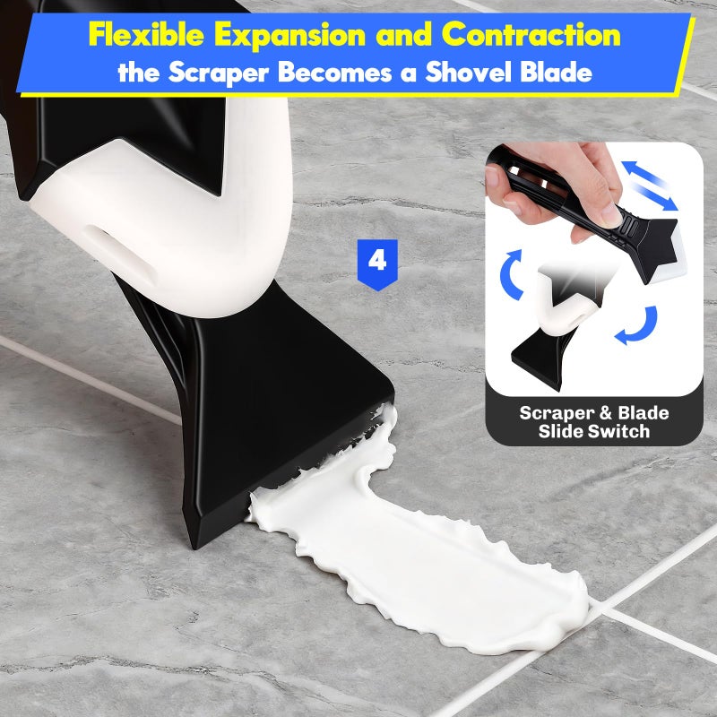 Jidomifurnis 3 in 1 Silicone Caulking Tools, Glass Glue Angle Scraper, Stainless Steelhead Caulk Remover and Sealant Scraper, for Kitchen Bathroom Window and Frames Sealant Seals - Image 4