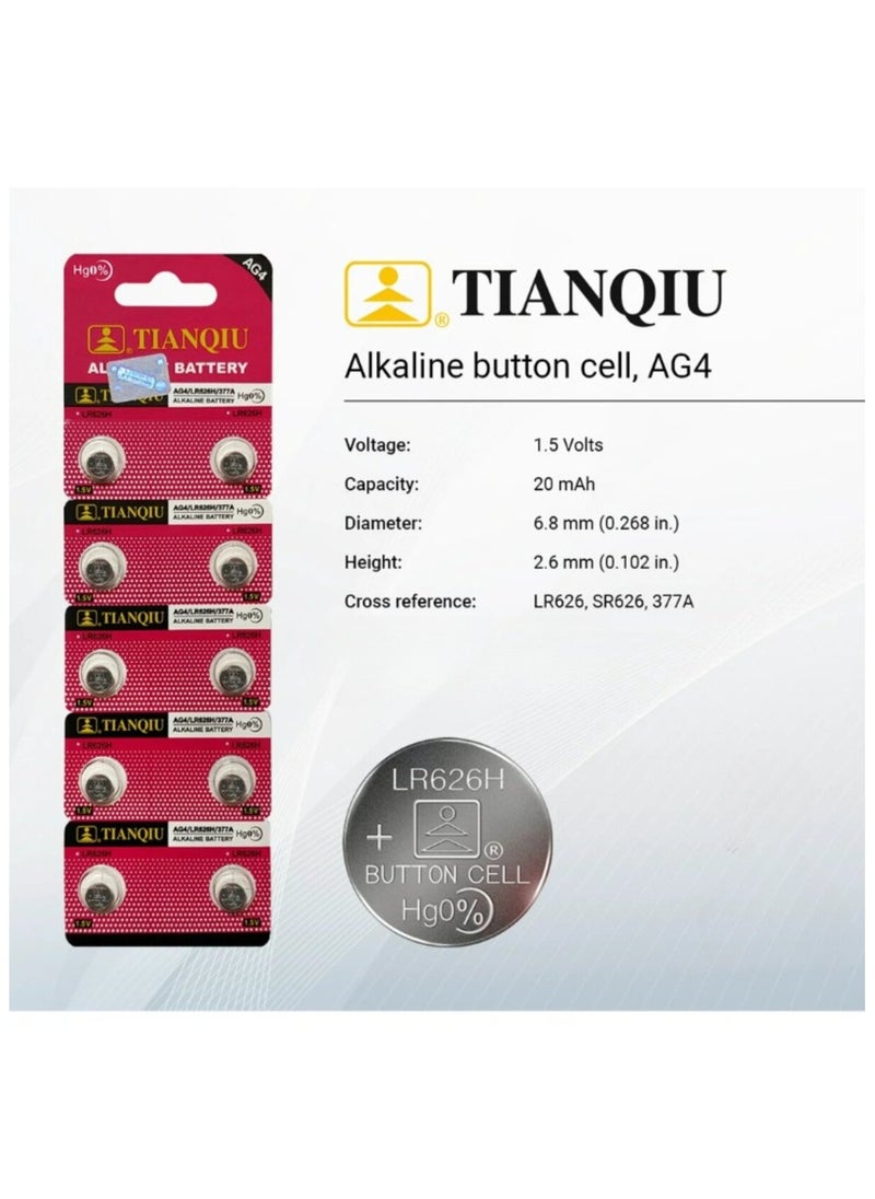 TIANQIU 20-Pieces Tianqiu AG4/ LR626H/ 377A 1.5V Alkaline Batteries  - Image 2