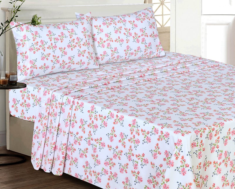 RUVANTI 100% Cotton Sheets â€“ Queen Size Percale Bedding, Cooling & Breathable Floral Design, Durable with a Crisp, Soft & Comfortable Feel, 16" Deep Pocket, 4-Piece Set, Bloomex - Image 2