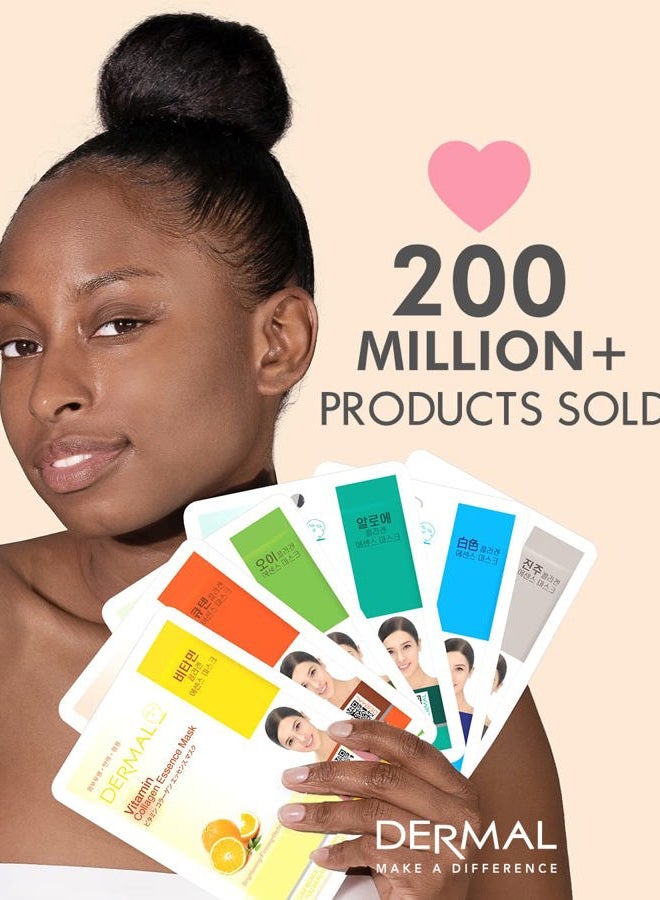 DERMAL 48 Combo Pack Collagen Essence Korean Face Mask - Hydrating and Soothing Facial Mask with Panthenol - Hypoallergenic Self Care Sheet Mask for All Skin Types - Natural Home Spa Treatment Mask - Image 2