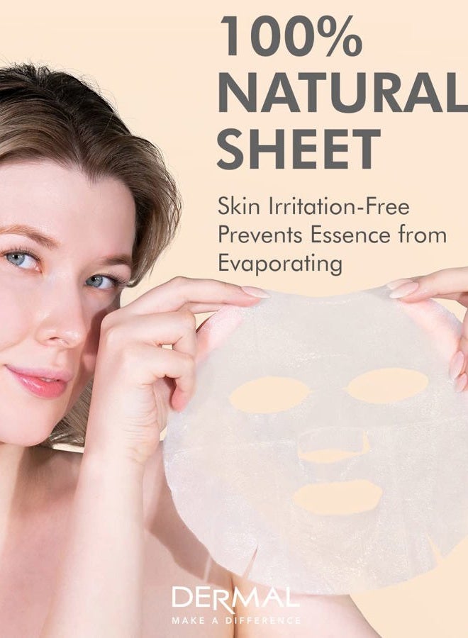 DERMAL 48 Combo Pack Collagen Essence Korean Face Mask - Hydrating and Soothing Facial Mask with Panthenol - Hypoallergenic Self Care Sheet Mask for All Skin Types - Natural Home Spa Treatment Mask - Image 5