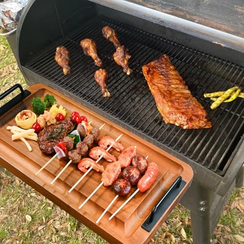 MAVOTER Large Wooden Charcuterie Boards with Handles, Extra Long Wood Serving Tray Platters,Rectangular BBQ Meat Cutting Cheese Board for Party Appetizers,Home & Outdoor 23.6x11.8x1.1” - Image 2
