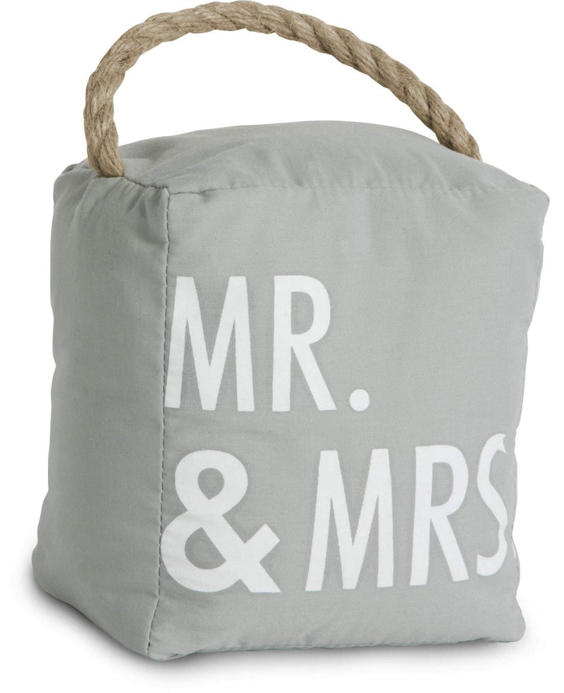 Pavilion Gift Company Pavilion Gift Company  Open Door Decor 5 x 6 Gray Door Stopper Mr  Mrs 