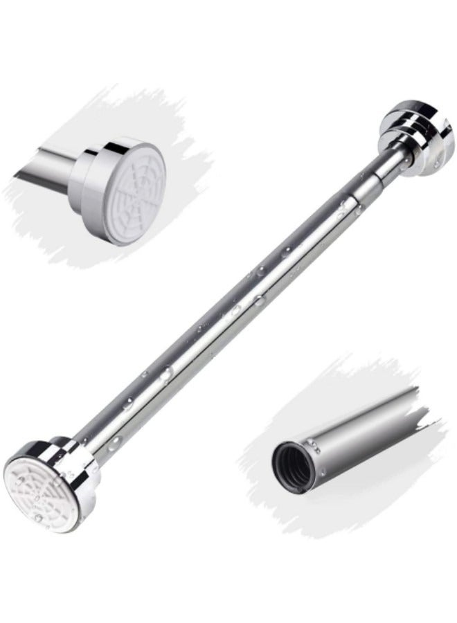 Shower Curtain Rod 120-220cm Adjustable Tension Spring Telescopic Curtain Pole Stainless Steel Extendable Clothes Rail Extendable Pole No Drilling - Image 1
