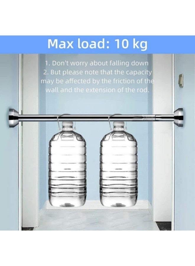 Shower Curtain Rod 120-220cm Adjustable Tension Spring Telescopic Curtain Pole Stainless Steel Extendable Clothes Rail Extendable Pole No Drilling - Image 5