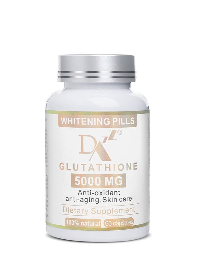 الجلوتاثيون تبييض 60 كبسولة 5000mg ، تبييض البشرة ، وإزالة حب الشباب والحمى الصفراء ، ندبات حب الشباب ، فرط تصبغ ، ومكافحة الشيخوخة المضادة للأكسدة ، المكملات الغذائية