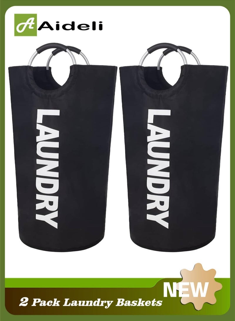 Aideli 2 Pack Laundry Basket 90L, Waterproof Collapsible Hamper with Handles for Dirty Clothes, Dorm, Family - Image 1