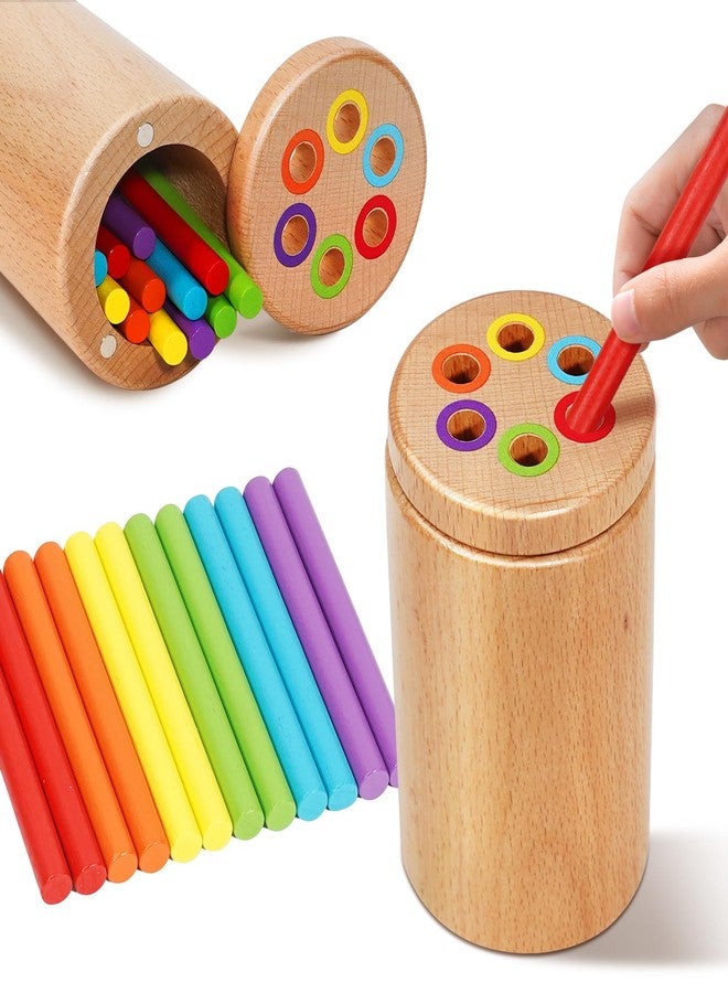 Soarly Montessori Toys for 1-3 Year Old, Travel Toys for Toddlers Wooden Color Sorting Stacking Toy for 18+ Month Old Boys Girls Learning Gift for 2-4 Year Old Kids Birthday Easter Basket Stuffers - Image 1