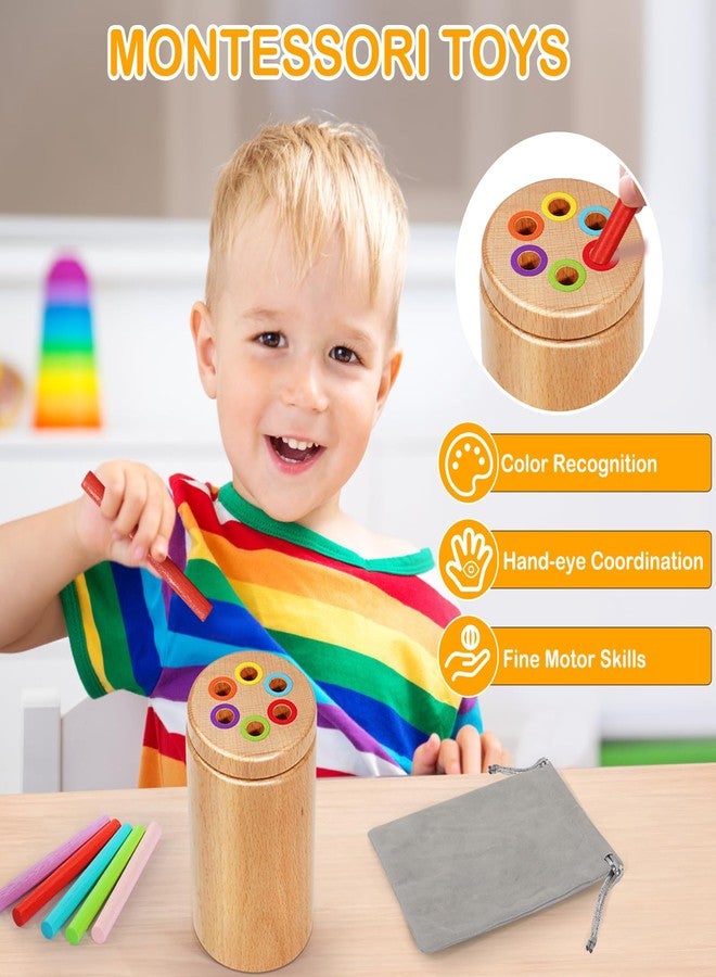 Soarly Montessori Toys for 1-3 Year Old, Travel Toys for Toddlers Wooden Color Sorting Stacking Toy for 18+ Month Old Boys Girls Learning Gift for 2-4 Year Old Kids Birthday Easter Basket Stuffers - Image 3