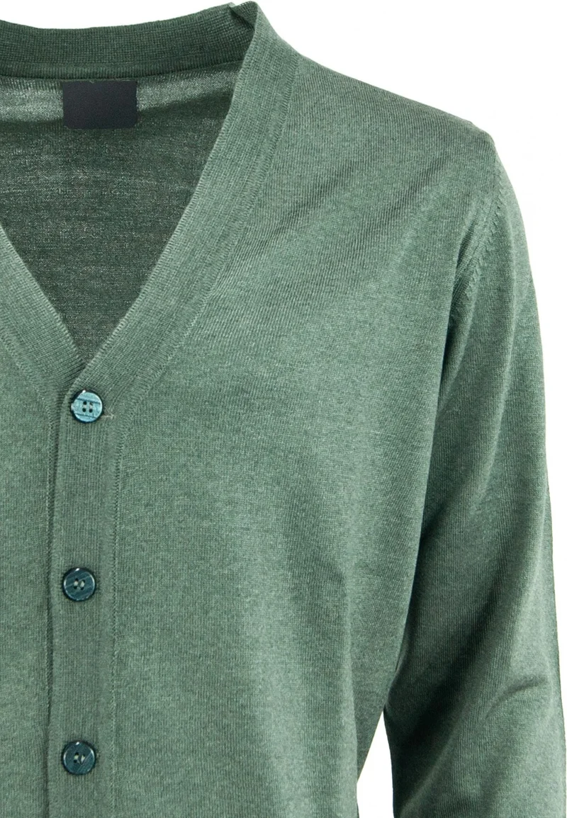 اوبلاند Men's Dad Cardigan Front Buttoned Classic Double Pocket Casual Cut Fine Wool Woven